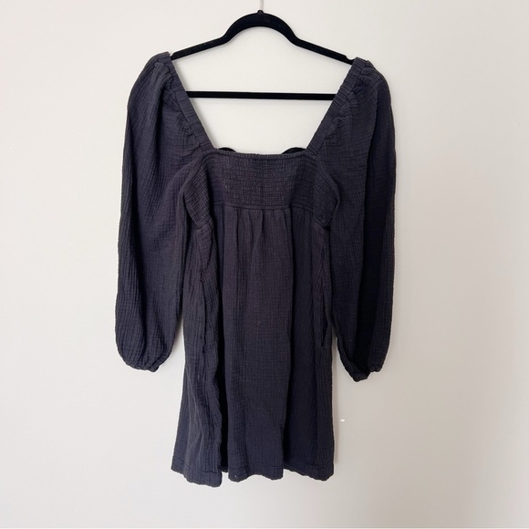 J Crew Squareneck Soft Gauze Dress for women in black mini baby doll - Picture 3 of 6